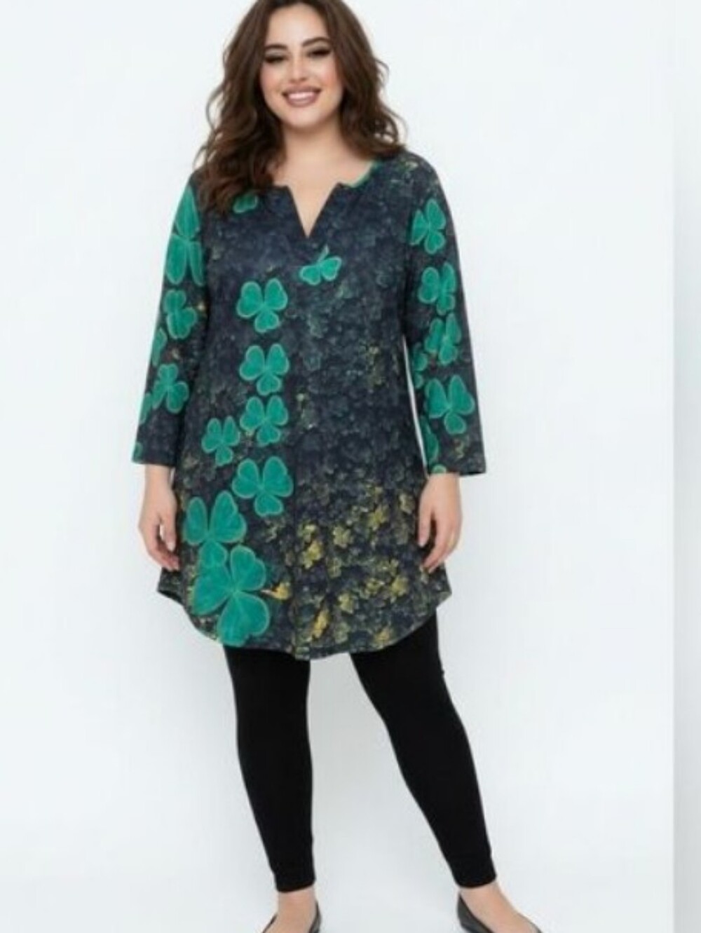 Lily Green Floral Clover Print Tunic
